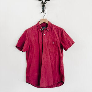 Topman Men's Burgundy Short Sleeve Button Up Shirt Size XS